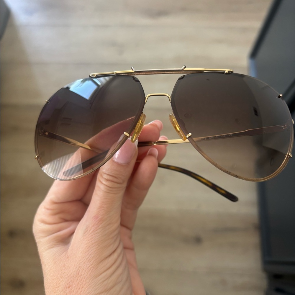 Dolce & Gabbana Gold Frame Aviator Sunglasses with Brown Gradient Lenses
